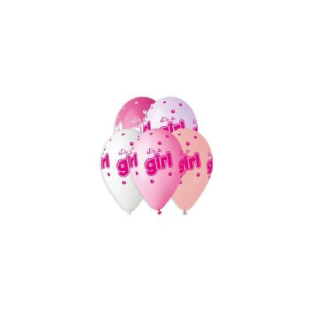 Balony Premium Hel It's a Girl, 13 cali/ 5 szt.