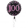 Balon, foliowy "100" Uroczysto - różowy 43 cm