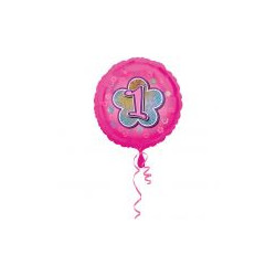 Balon foliowy urodzinowy "1" różowy 43 cm