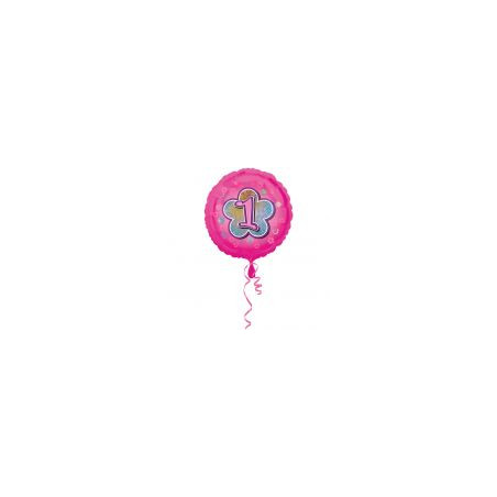 Balon foliowy urodzinowy "1" różowy 43 cm