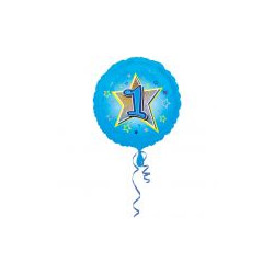 Balon foliowy urodzinowy "1" - niebieski 43 cm
