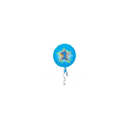 Balon foliowy urodzinowy "1" - niebieski 43 cm