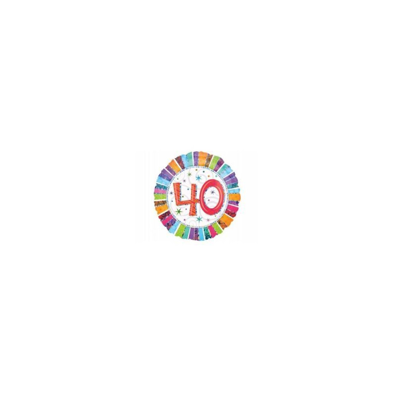 Balon, foliowy 18" CIR "40-te urodziny" multicolor