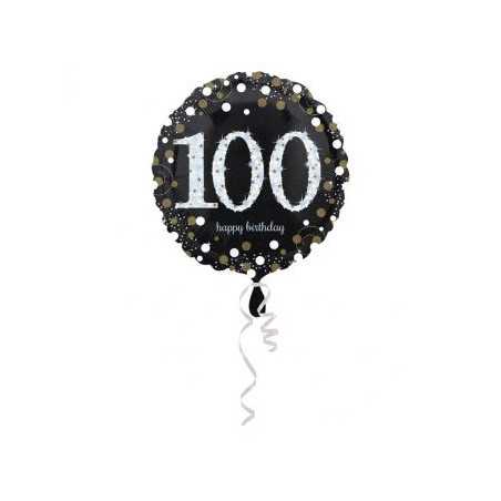 Balon foliowy "100" Uroczysto złoto&srebro 43 cm