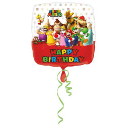 Balon foliowy standard Mario Urodziny S60 kwadrat