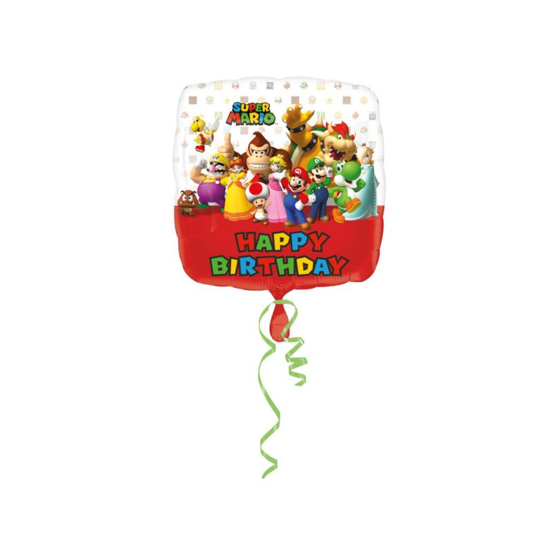 Balon foliowy standard Mario Urodziny S60 kwadrat