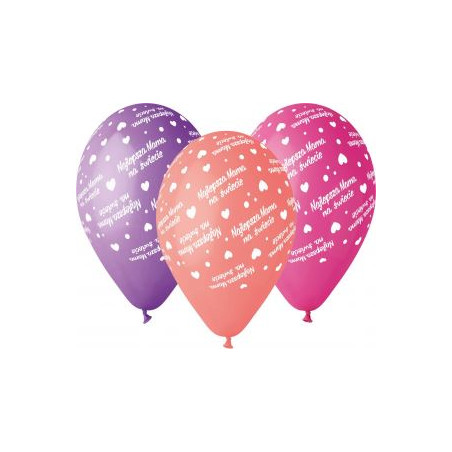 Balony Premium "Najlepsza Mama", pastelowe, 12" /