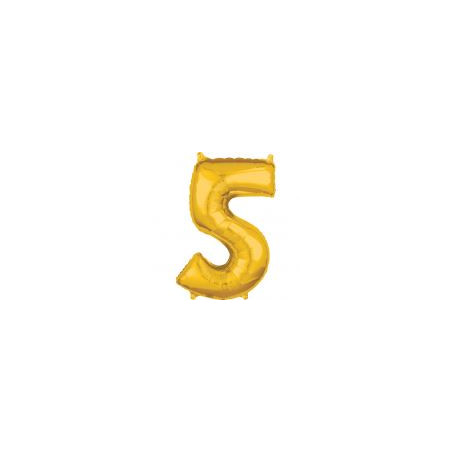 Balon foliowy cyfra "5" złoto 43x66 cm
