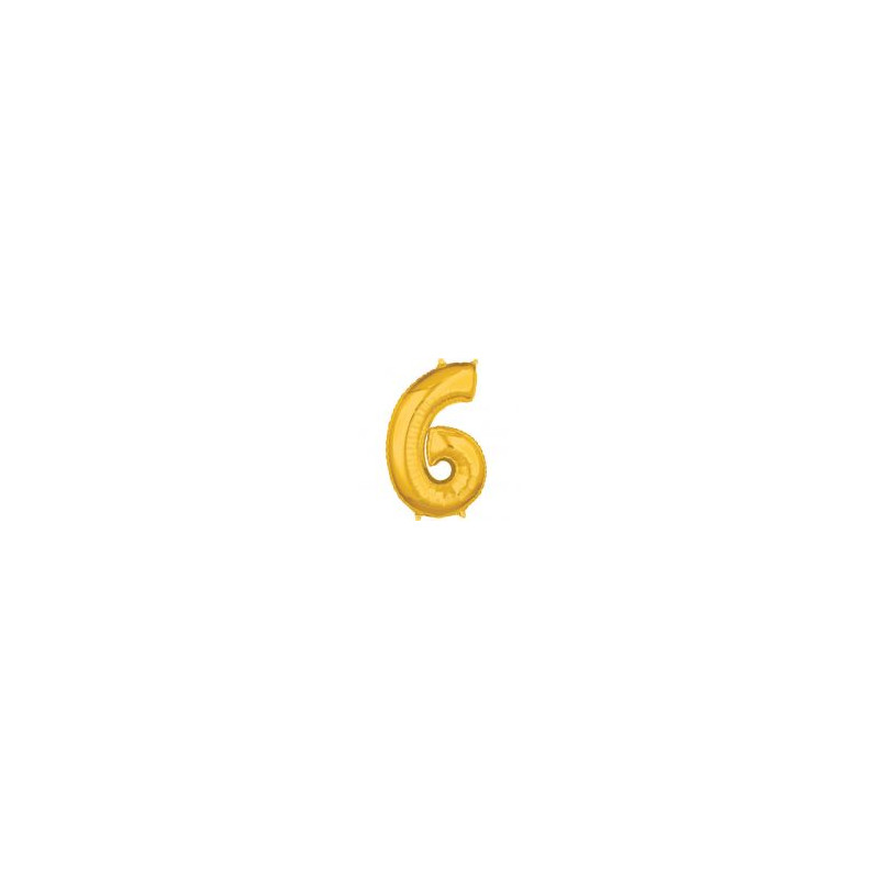 Balon foliowy cyfra "6" złoto 43x66 cm