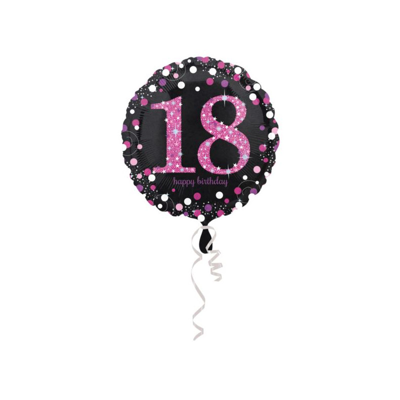 Balon foliowy "18" Uroczysto - różowy 43 cm