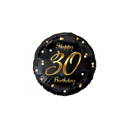 Balon foliowy B&C Happy 30 Birthday, czarny