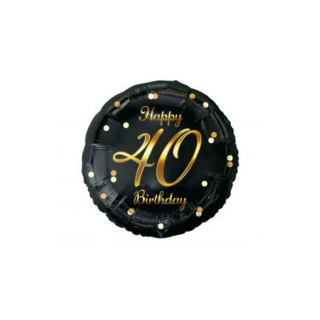 Balon foliowy B&C Happy 40 Birthday, czarny