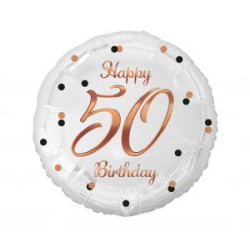 Balon foliowy B&C Happy 50 Birthday, biały