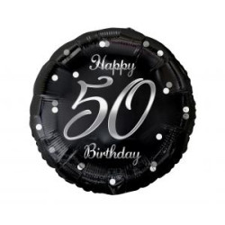 Balon foliowy B&C Happy 50 Birthday, czarny