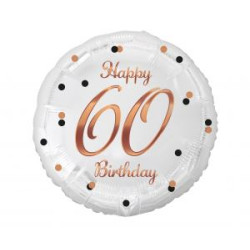 Balon foliowy B&C Happy 60 Birthday, biały