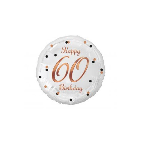 Balon foliowy B&C Happy 60 Birthday, biały