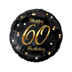 Balon foliowy B&C Happy 60 Birthday, czarny
