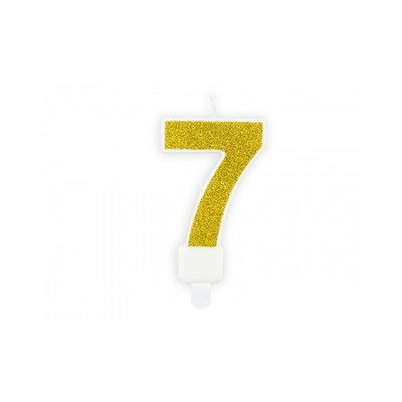 Świeczka urodzinowa Cyferka 7, złoty, 7cm