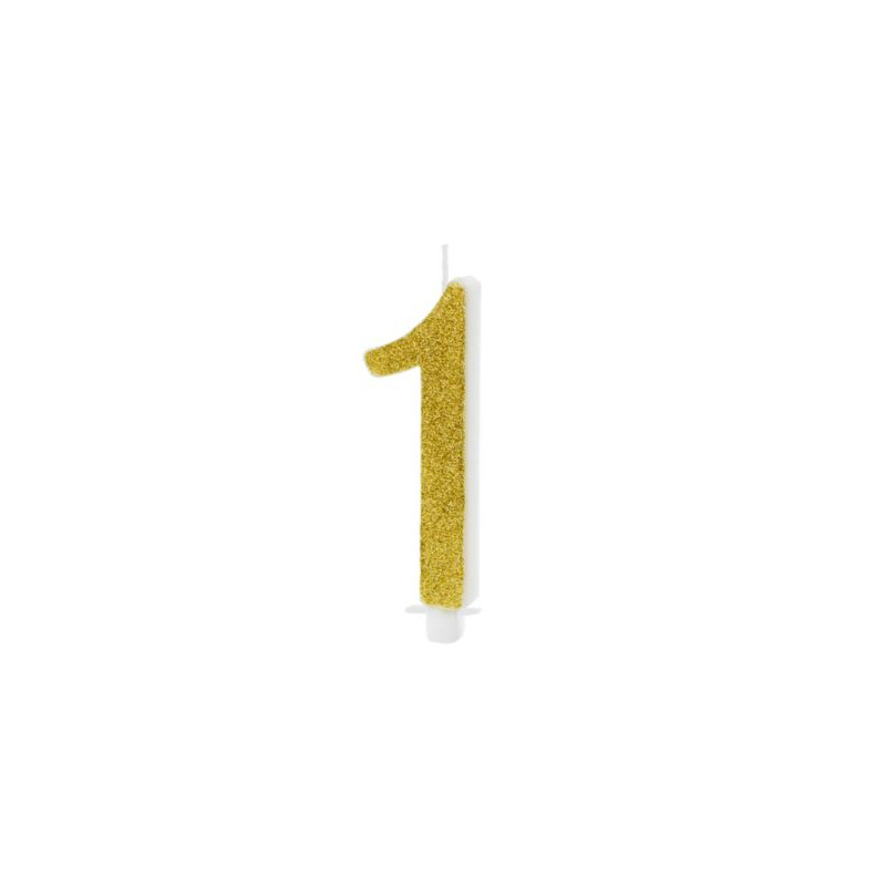Świeczka urodzinowa Cyferka 1, złoty, 10cm