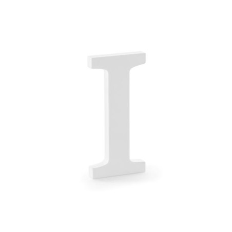 Drewniana litera I, biały, 9,5x20cm