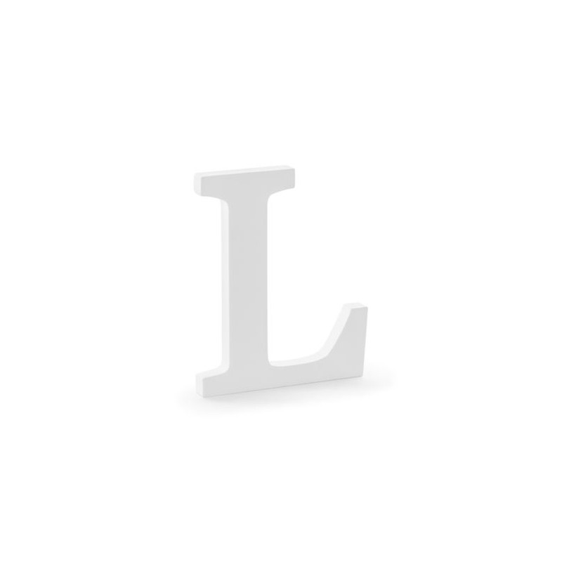 Drewniana litera L, biały, 16x20cm