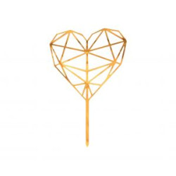 Dekoracja akrylowa na tort Diamond Heart, złota, 1