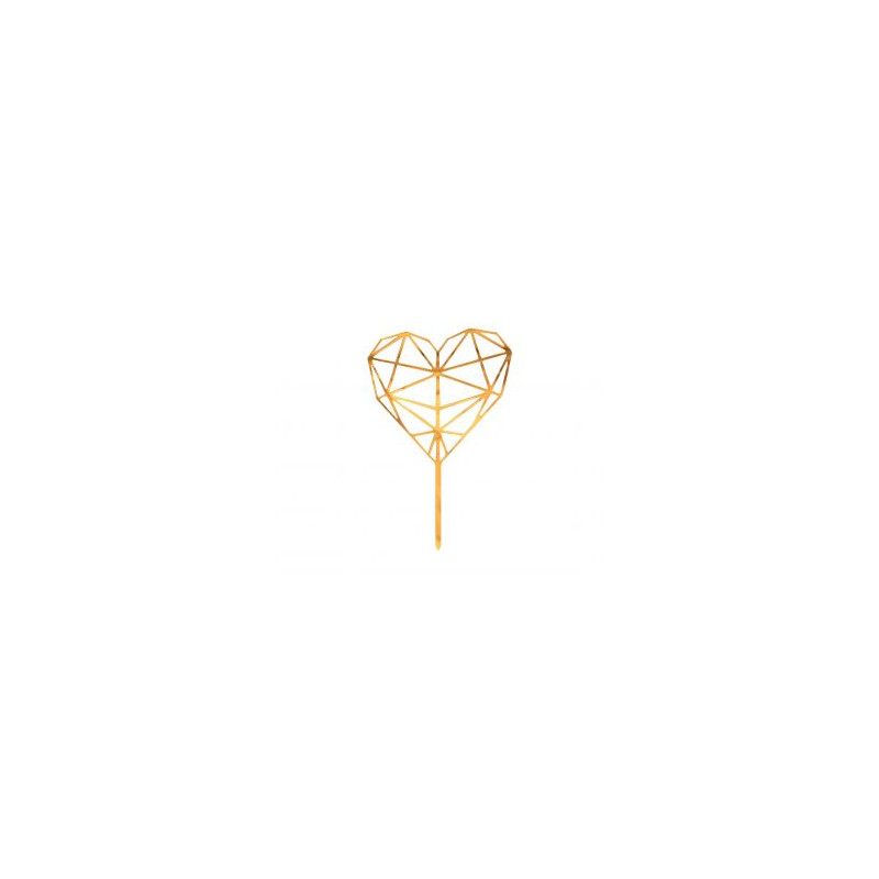 Dekoracja akrylowa na tort Diamond Heart, złota, 1