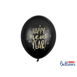 Balony 30cm, Happy New Year, Pastel Black