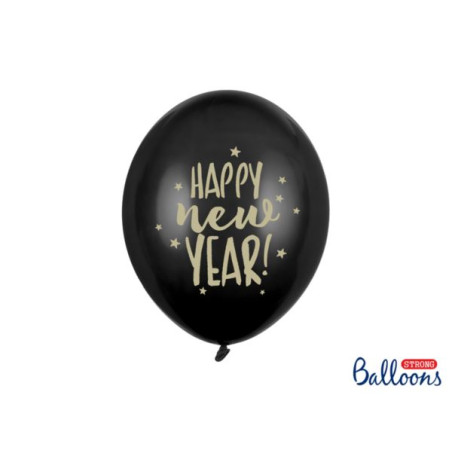 Balony 30cm, Happy New Year, Pastel Black