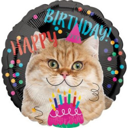 Standard "Happy Birthday Cat" Balon foliowy