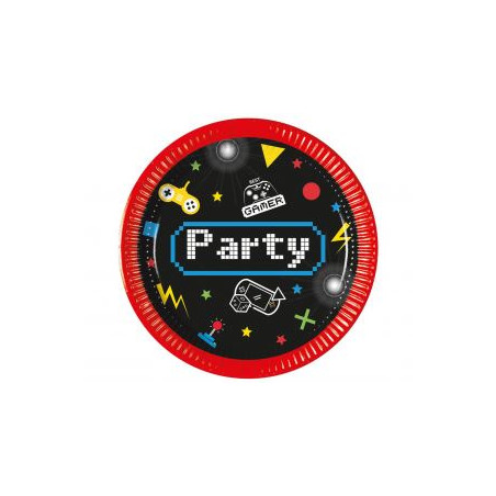 Talerzyki papierowe Gaming Party20 cm/8szt