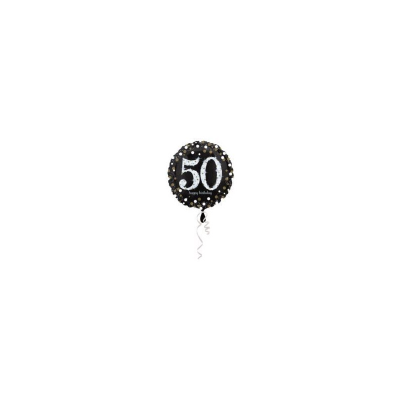 Balon, foliowy "50" Uroczysto złoto&srebro