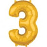 Balon foliowy cyfra "3" złoto 43x66 cm.