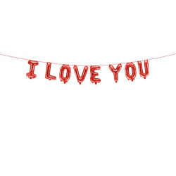 Balon foliowy I Love You, 260x40 cm, czerwony