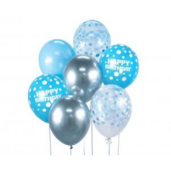 Bukiet balonowy B&C srebrno-niebieski Happy