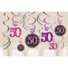 Sprężynki dekoracyjne "50" urodziny różowe