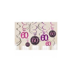 Sprężynki dekoracyjne "60" urodziny różowy
