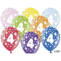 Balony 30 cm, 4th Birthday, Metalic Mix, 6 szt.