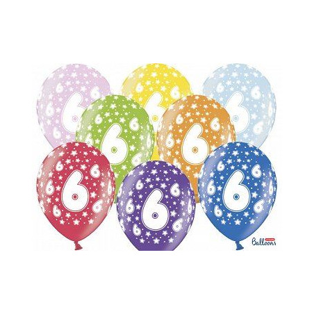 Balony 30 cm, 6th Birthday, Metalic Mix, 6 szt.