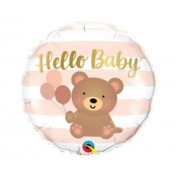 Balon foliowy 18" QL CIR "Hello Baby - Bear & Ball