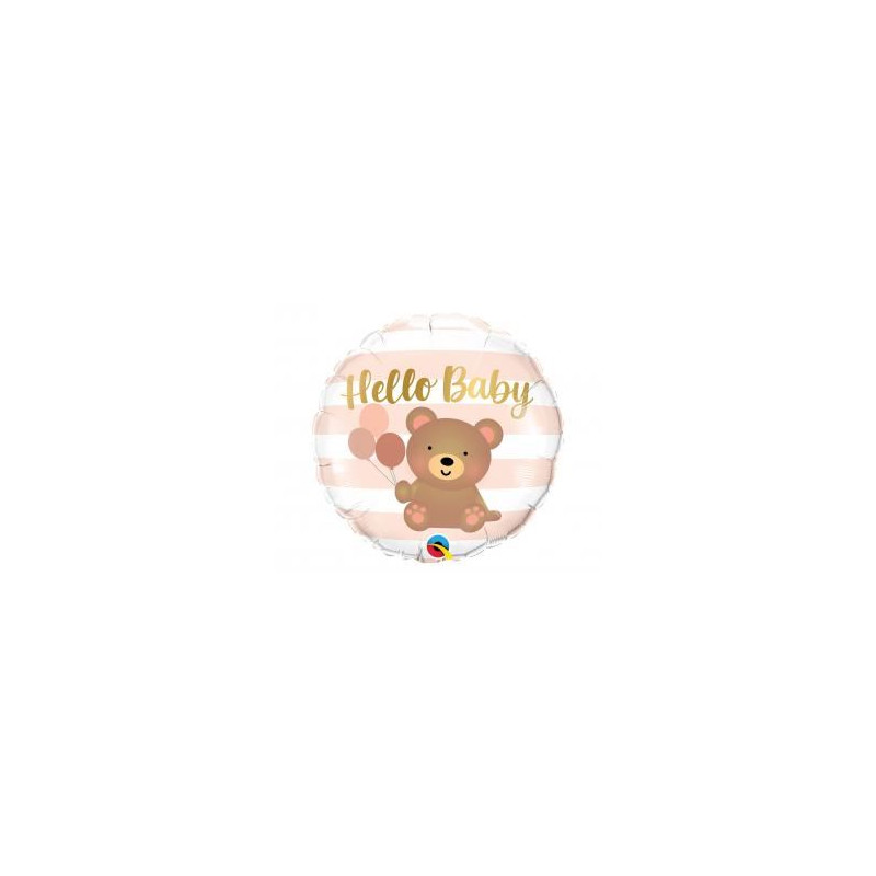 Balon foliowy 18" QL CIR "Hello Baby - Bear & Ball