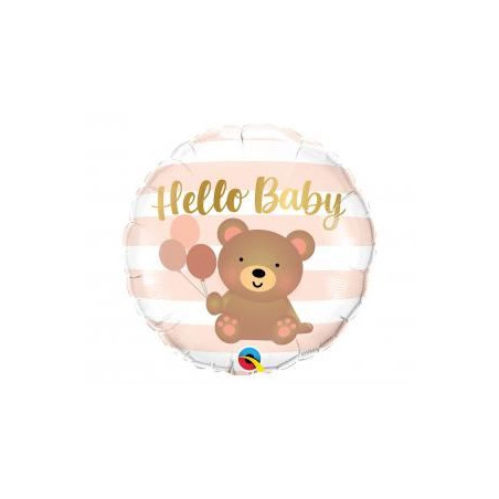 Balon foliowy 18" QL CIR "Hello Baby - Bear & Ball