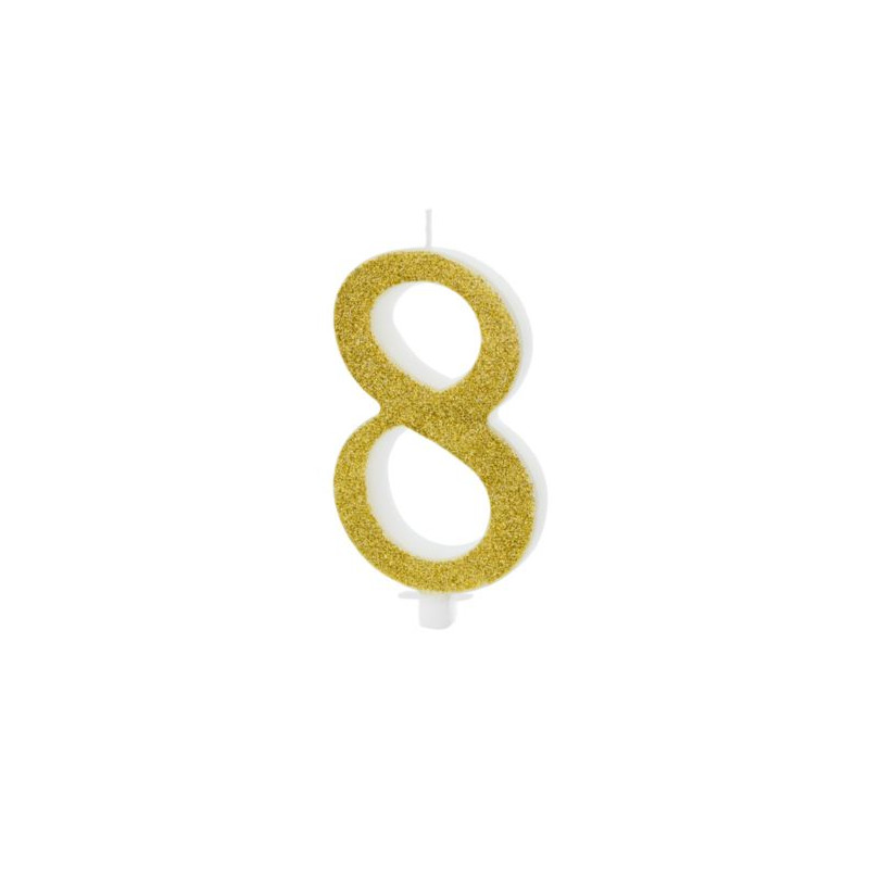 Świeczka urodzinowa Cyferka 8, złoty, 10cm