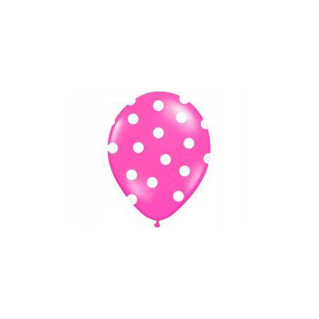 Balony 30 cm, Kropki, Pastel Hot Pink, 6 szt.