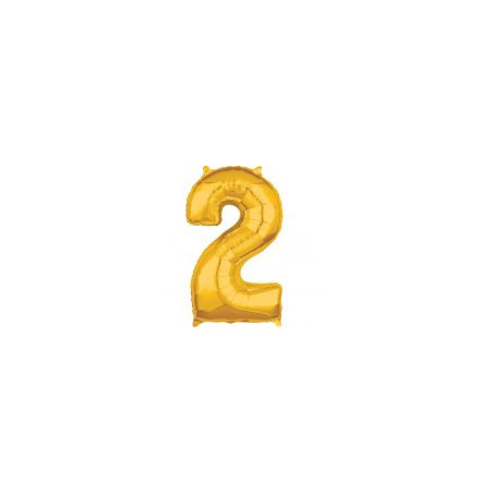 Balon foliowy cyfra "2" złoto 43x66 cm.
