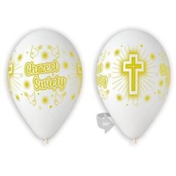 Balony Premium Chrzest, 12 " - biały, 5 szt.