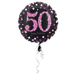 Balon foliowy "50" Uroczysto- różowy 43 cm