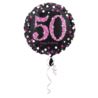 Balon foliowy "50" Uroczysto- różowy 43 cm