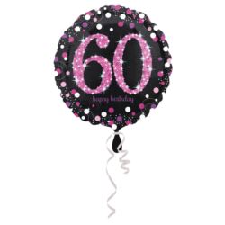 Balon foliowy "60" Uroczysto - różowy 43 cm
