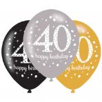 Balony lateksowe 40 Lat Sparkling Birthday 6szt.